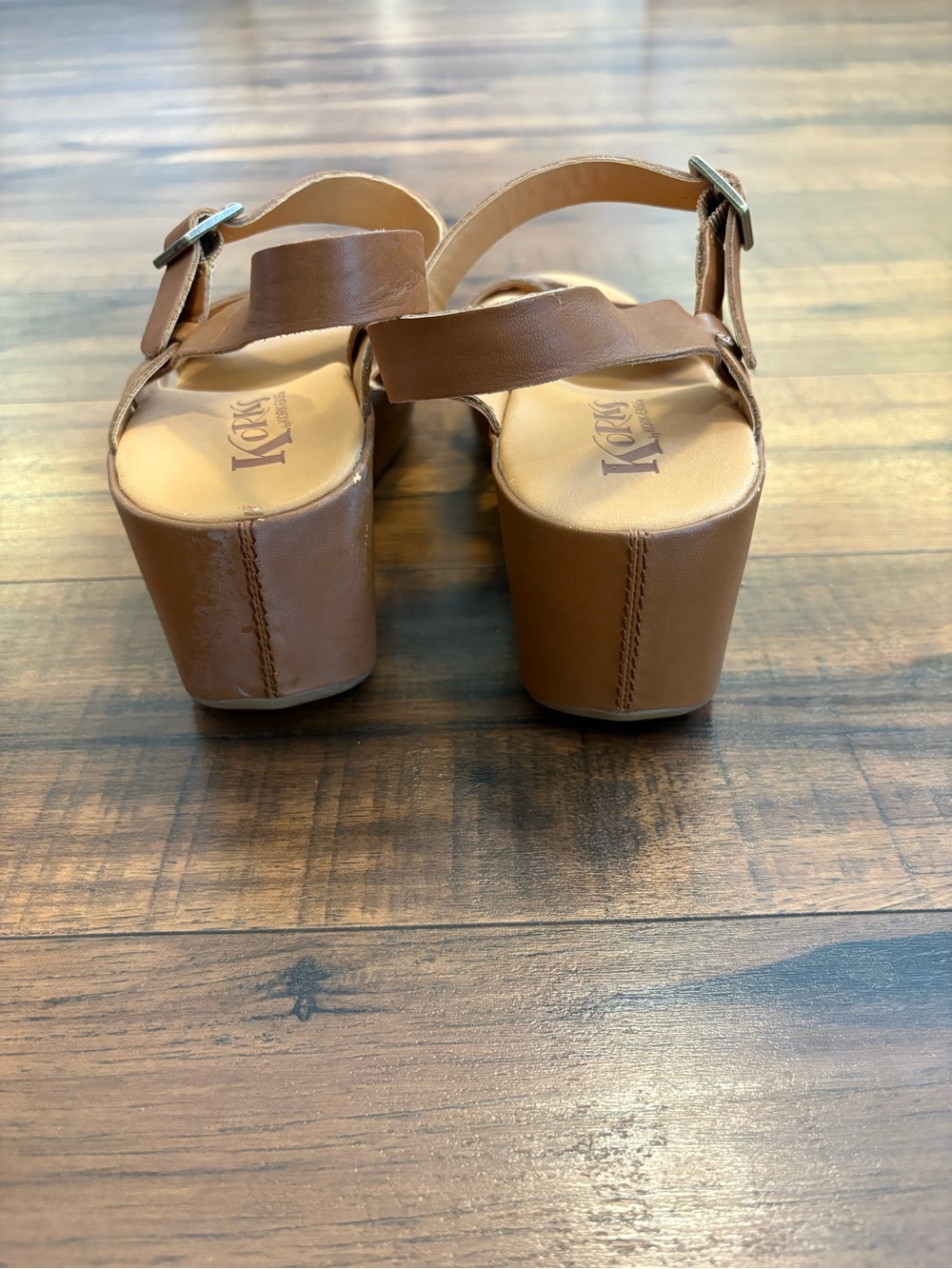 Korks by Kork-Ease Brown Wedge Platform Ankle Strap Sandals Women's 8 - Picture 2 of 9